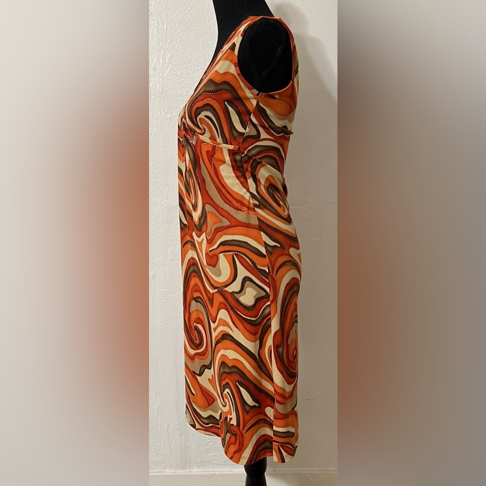 Y2K Poetry Dress Abstract Waves Polyester No Belt Grandma Chic Friends Vibe - Picture 2 of 6